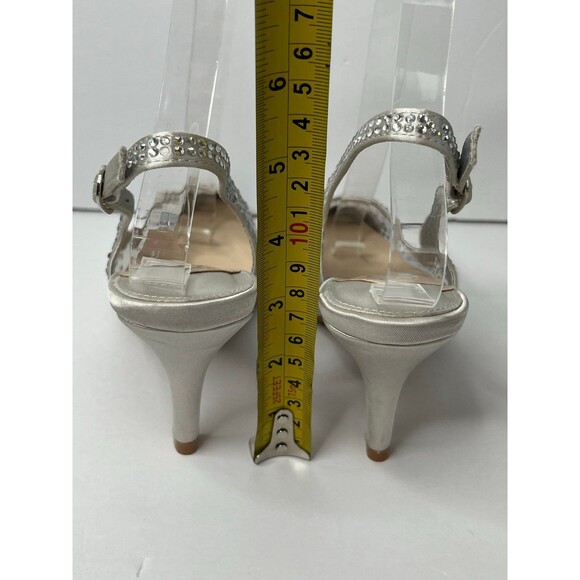 Lady Couture Lola Embellished Pointed Toe Slingback Pump Heel-Silver Size 6 #333 - Picture 11 of 12